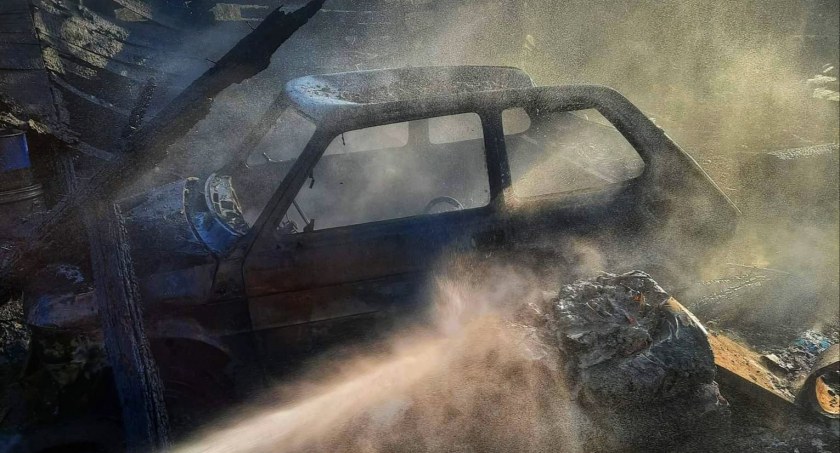 Straty, w wyniku pożaru, oszacowano na ok. 20 tys. zł fot.: OSP KSRG Chojny 