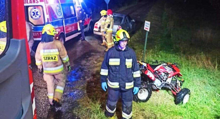 Zarówno kierowca jak i pasażer quada byli pod wpływem alkoholu. Ten wypadek mógł zakończyć się tragicznie fot.: OSP KSRG Sulmierzyce
