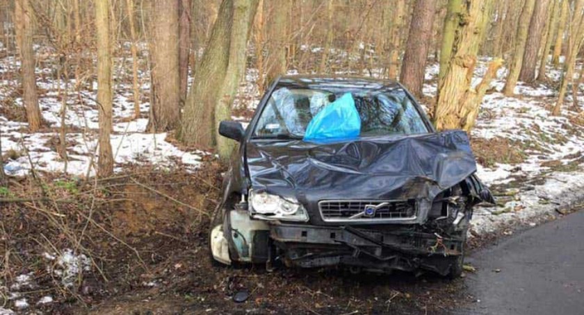 28-latek z powodu nieodpowiedniej prędkości zjechał do rowu i trafił w drzewo fot.: OSP Łubnice