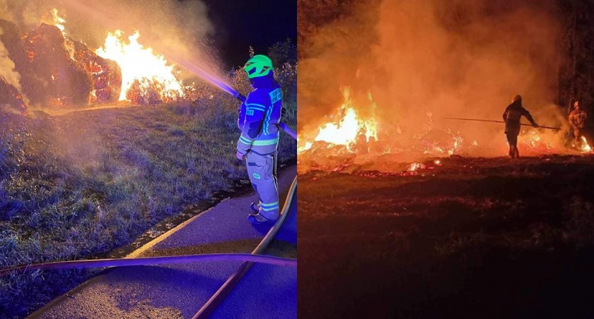 Na zdjęciu wtorkowa akcja gaśnicza w Zawadach / Fot. Facebook / OSP Popów