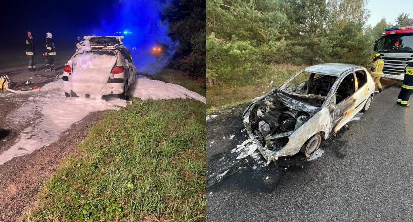 Na zdjęciu samochód, który uległ spaleniu w środowy poranek / Fot. Facebook / OSP KSRG Dobroń