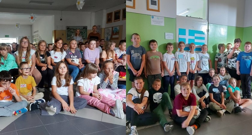 Na zdjęciu uczniowie z Wierzchlasu podczas obchodów Europejskiego Dnia Języków / Fot. Facebook / Szkoła Podstawowa im. Henryka Sienkiewicza w Wierzchlesie
