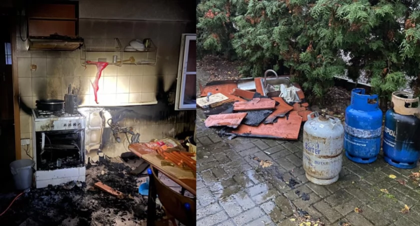 Na zdjęciu miejsce, w którym wybuchła butla z gazem / Fot. Facebook / OSP Baranów