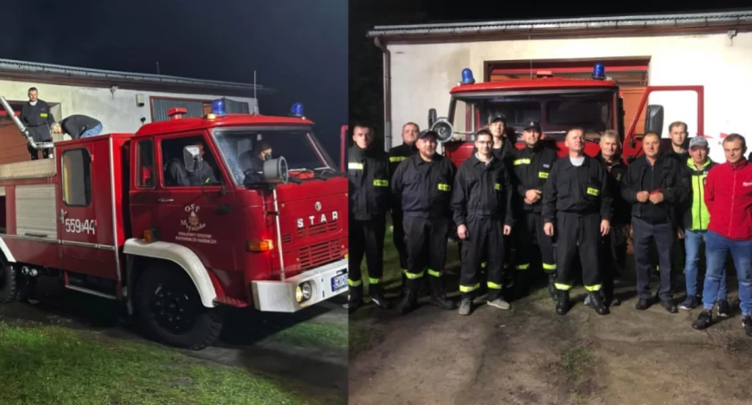 Na zdjęciu fragmenty z uroczystego przekazania wozu / Fot. Facebook / OSP Brzoza ; Facebook / OSP KSRG Młynisko 