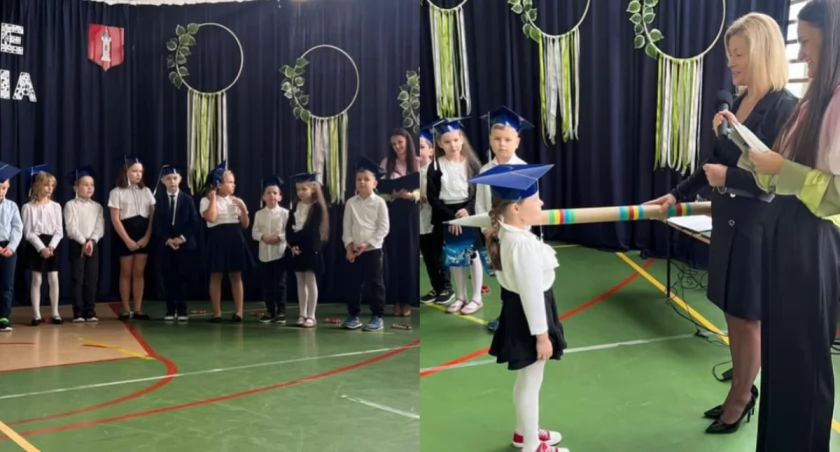 Na zdjęciu fragment uroczystości w szkole w Rudzie / Fot. Facebook / Szkoła Podstawowa im. Wincentego Witosa w Rudzie