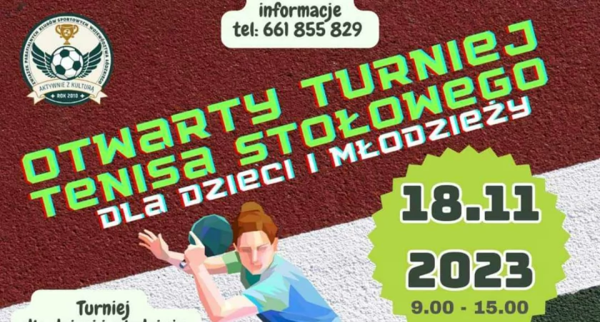 plakat Otwarty Turniej Tenisa Stołowego w Wieluniu