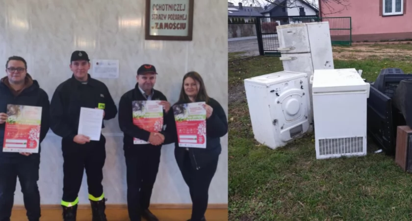 Na zdjęciu przedstawiciele OSP w Zamościu, którzy zachęcają do udziału w zbiórce elektrośmieci / Fot. Facebook / OSP Zamoście 