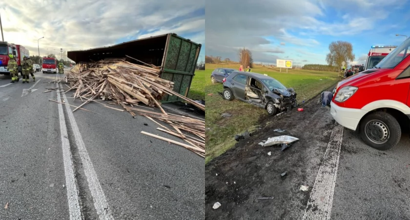 Na zdjęciu miejsce piątkowego wypadku / Fot. Facebook / OSP Bralin