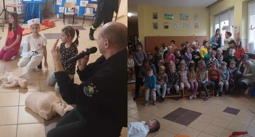 Na zdjęciu fragmenty spotkania z uczniami / Fot. Facebook / OSP Wierzchlas