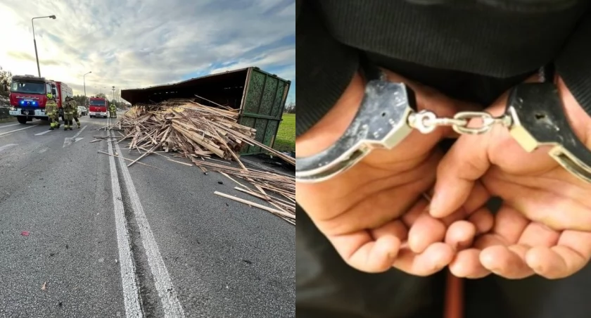 Na zdjęciu miejsce wypadku w Chojęcinie Szum / Fot. Facebook / OSP Bralin ; KPP Kępno
