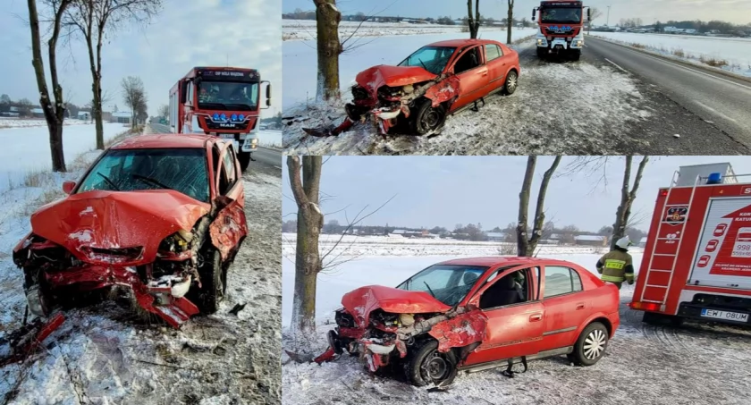 Wypadek w gminie Rusiec - zdjęcia tuż po zdarzeniu