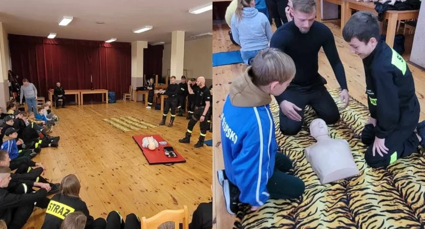 Na zdjęciu fragmenty szkolenia dla młodych strażaków z Mokrska i Słupska / Fot. Facebook / OSP KSRG Mokrsko