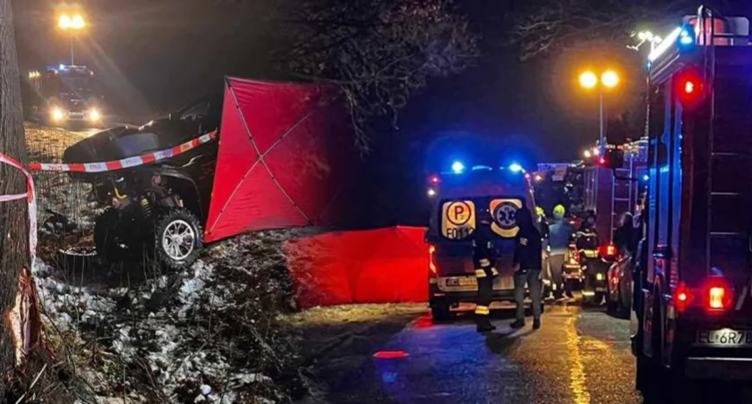 Mężczyzna, w wyniku uderzenia quadem w drzewo, zmarł na miejscu/fot.: OSP Łubnice 