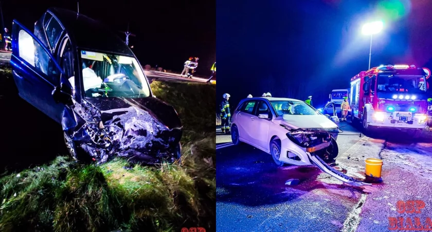 Na zdjęciu obydwa pojazdy, uczestniczące w wypadku / Fot. Facebook / OSP KSRG Biała