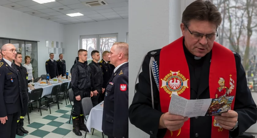 Na zdjęciu fragmenty wigilii strażaków w Pajęcznie / Fot. Facebook / Komenda Powiatowa PSP w Pajęcznie 