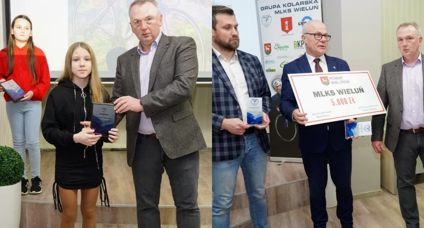 Na zdjęciu fragmenty podsumowania sezonu w wykonaniu kolarskiego zespołu MLKS Wieluń / Fot. Facebook / MLKS Wieluń