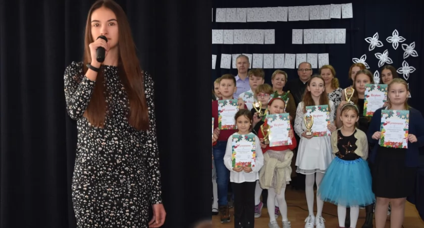 Na zdjęciu fragmenty międzyszkolnego konkursu w szkole w Konopnicy / Fot. Faceobok / Szkoła Podstawowa im. 72. Pułku Piechoty 