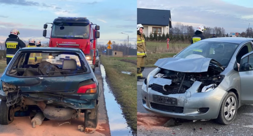 Na zdjęciu pojazdy uczestniczące w piątkowym wypadku w Kurowie / Fot. Facebook / OSP KSRG Wieluń