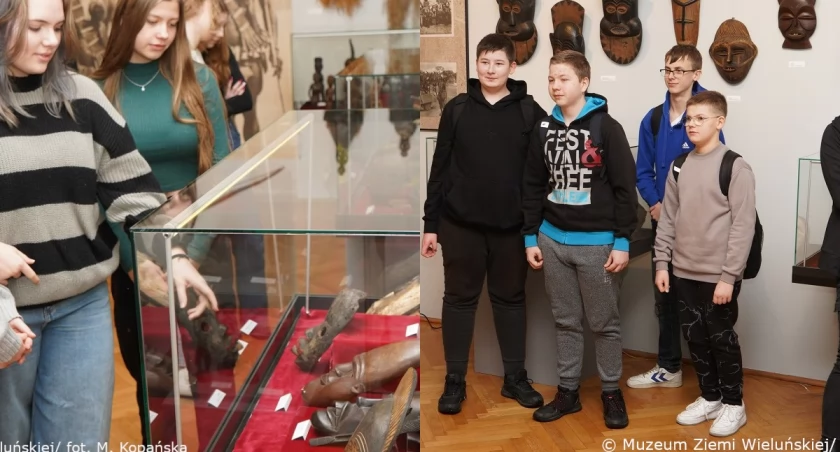 Na zdjęciu grupa uczniów, która oglądała wystawę w Muzeum Ziemi Wieluńskiej / Fot. M. Kopańska / Muzeum Ziemi Wieluńskiej