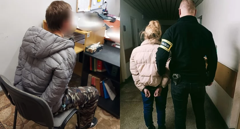 Na zdjęciu dwójka zatrzymanych przez policję złodziei sklepowych / Fot. KPP Sieradz 