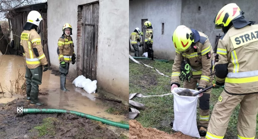Na zdjęciu strażacy w trakcie pracy na jednej z posesji w Dankowicach Trzecich / Fot. Facebook / OSP Starokrzepice