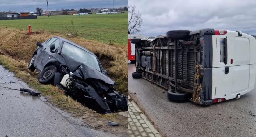 Na zdjęciu pojazdy, uczestniczące w wypadku w Proboszczowicach. Doszło do niego w środę, 7 lutego / Fot. Facebook / OSP Proboszczowice