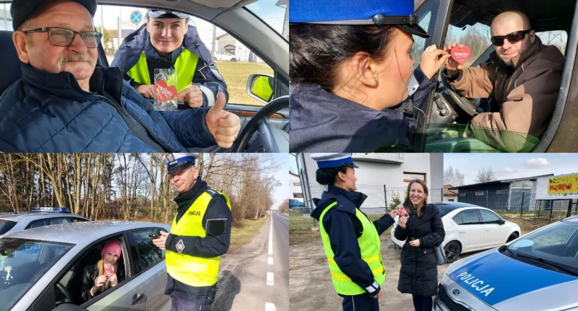 Na zdjęciu fragmenty środowej, walentynkowej akcji policjantów z Bełchatowa / Fot. KPP Bełchatów
