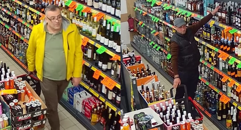 Na zdjęciu poszukiwani mężczyźni, którzy dopuścili się sklepowych kradzieży / Fot. KPP Zduńska Wola