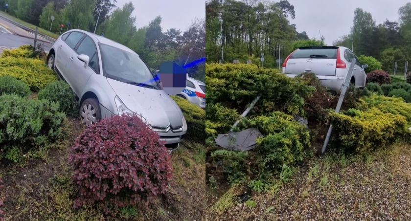 Na zdjęciu miejsce zdarzenia na rondzie w Ostrzeszowie / Fot. Facebook / Komenda Powiatowa Policji w Ostrzeszowie 