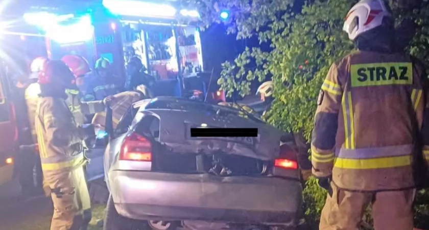 zdjęcie strażaków podczas działań po wypadku w Oleśnicy/fot. arch. OSP Skrzynno