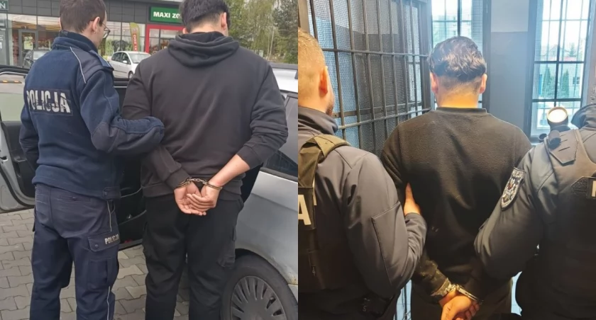 Na zdjęciu fragmenty zatrzymania grupy niebezpiecznych mężczyzn / Fot. KPP Bełchatów