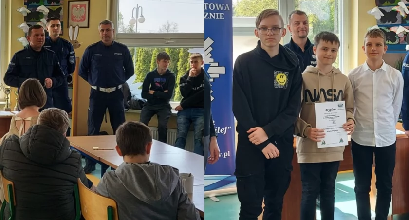 Na zdjęciu fragmenty turnieju w szkole w Działoszynie / Fot. KPP Pajęczno 