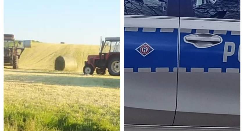 zdjęcie traktora na polu/fot.: arch. KPP w Wieluniu