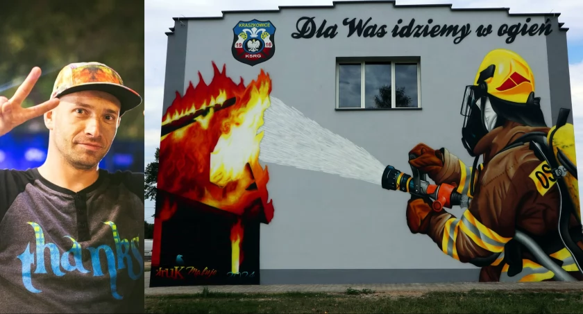 Na zdjęciu mural i jego autor Adam Wirski