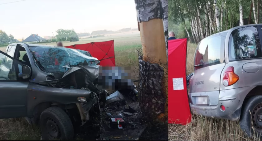 Zdjęcie z wypadku w Rosanowie / fot.: Komenda Wojewódzka Państwowej Straży Pożarnej w Łodzi