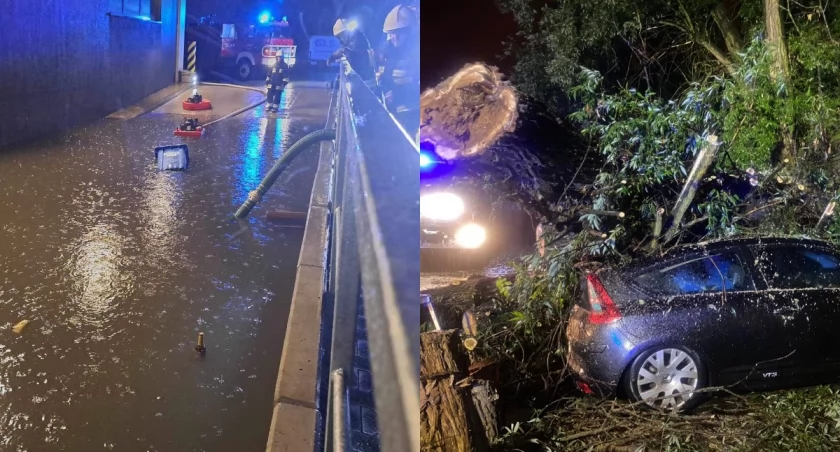 Na zdjęciu fragmenty interwencji strażaków w Wieluniu / Fot. Facebook / OSP KSRG Wieluń
