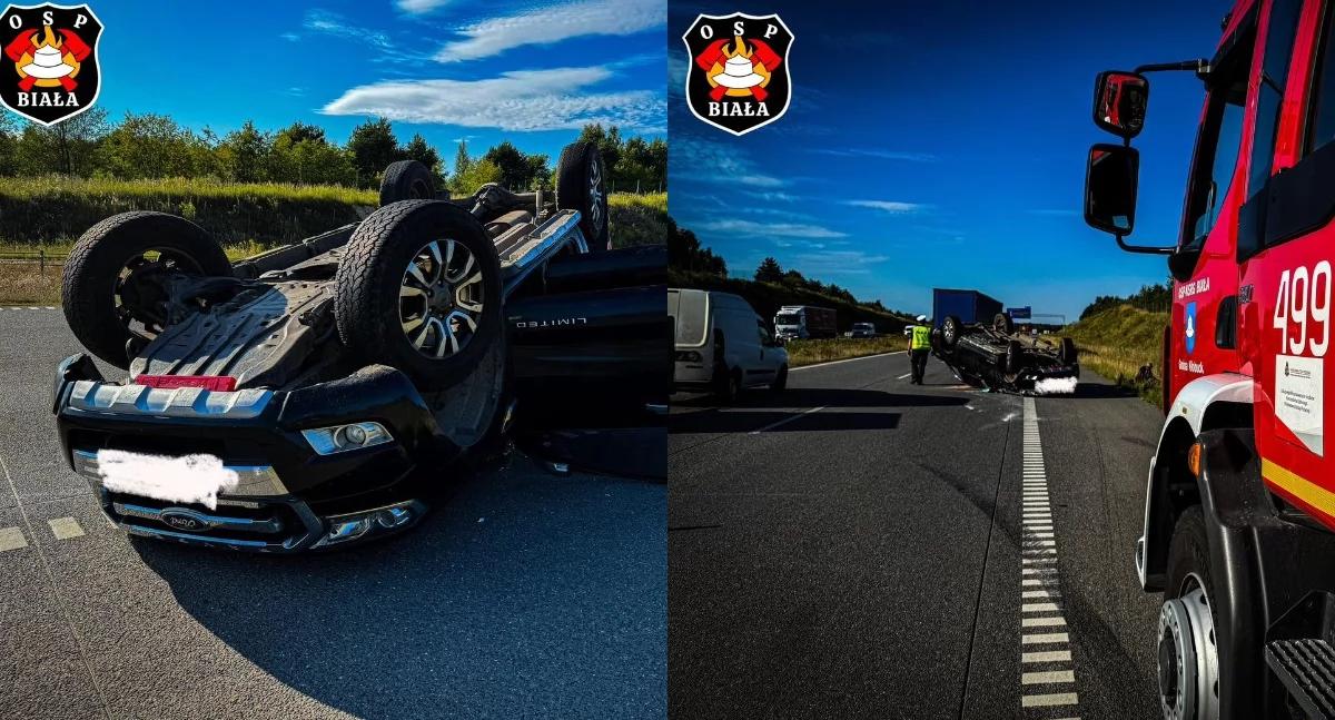 Na zdjęciu miejsce wypadku na A1 w okolicach Częstochowy / Fot. Facebook / OSP KSRG Biała