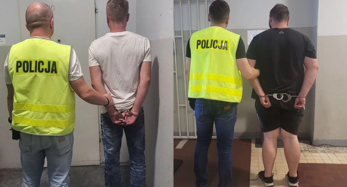Na zdjęciu dwójka zatrzymanych mężczyzn / Fot. KPP Wieluń