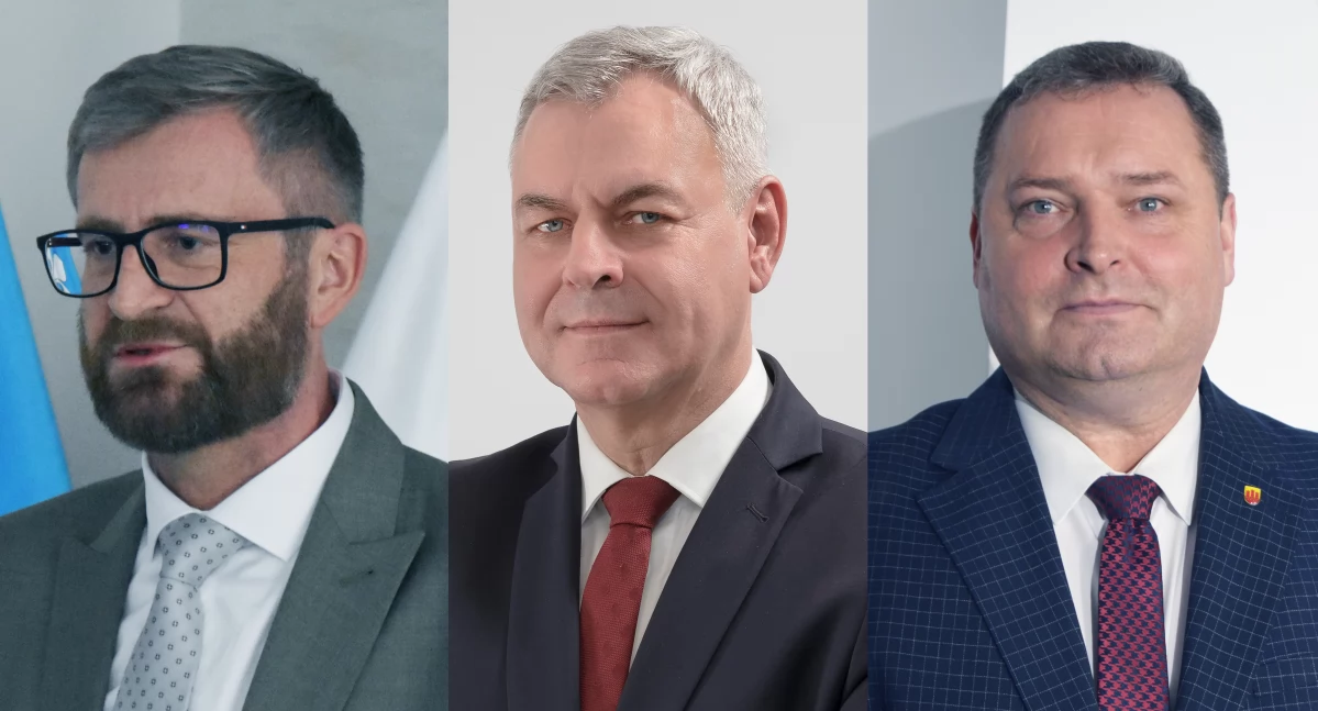 Włodarze najbogatszych gmin z powiatu pajęczańskiego: wójt Sulmierzyc Gabriel Orzeszek, wójt Rząśni Tomasz Stolarczyk i burmistrz Działoszyna Rafał Drab / fot.: Sławomir Rajch (2) archiwum (1)