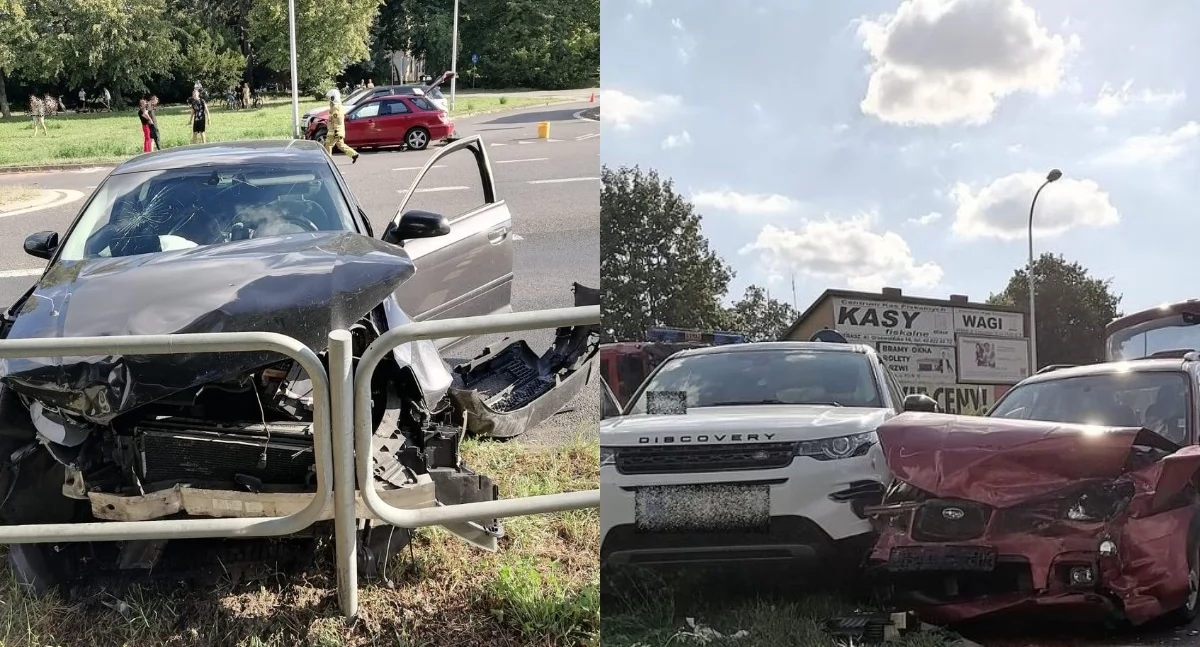 Na zdjęciu pojazdy, uczestniczące w wypadku / Fot. KPP Sieradz