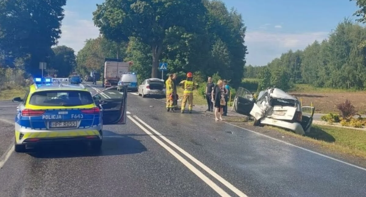 Na zdjęciu miejsce wypadku w miejscowości Kuśnie / Fot. KPP Sieradz