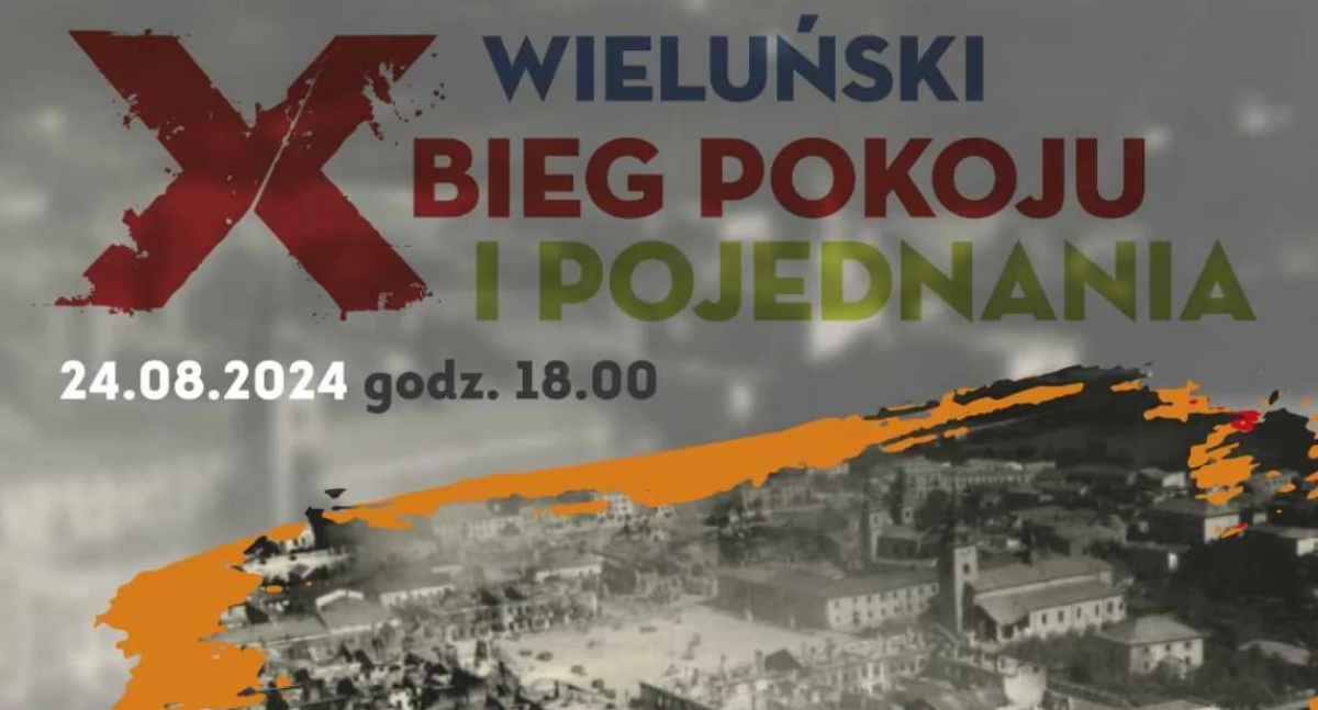Na zdjęciu plakat promujący X, jubileuszowy wieluński Bieg Pokoju i Pojednania/fot.Wieluń Biega