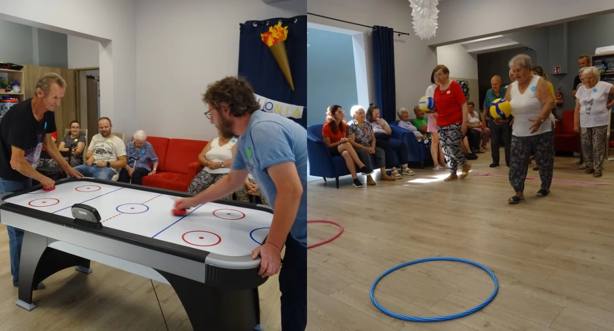 Na zdjęciu fragmenty sportowej rywalizacji podopiecznych domu samopomocy w Kolonii Raduckiej/ Fot. Facebook / Środowiskowy Dom Samopomocy w Kolonii Raduckiej