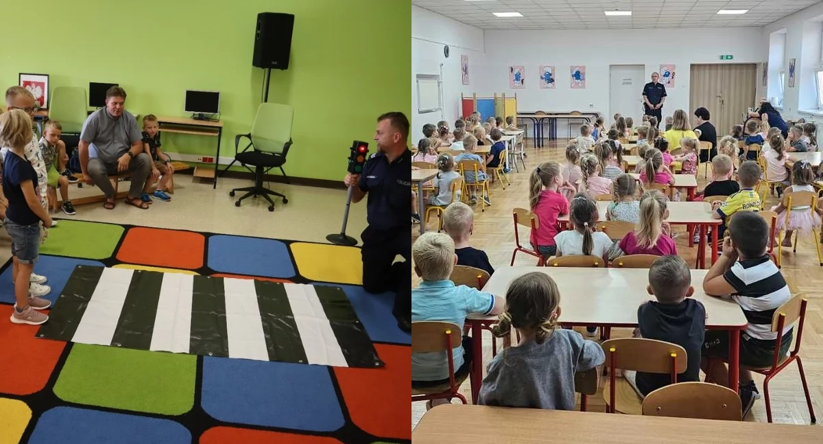 Na zdjęciu fragmenty spotkań policjantów z uczniami szkół z powiatu pajęczańskiego / Fot. KPP Pajęczno 
