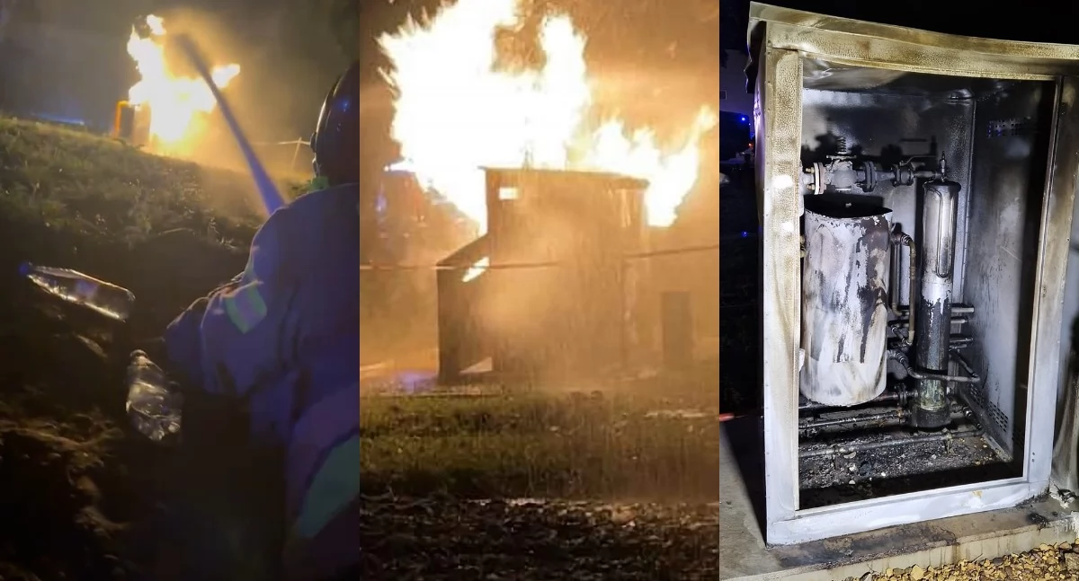Na zdjęciu fragmenty prowadzonej akcji przez strażaków / Fot. Facebook / Komenda Powiatowa Państwowej Straży Pożarnej w Pajęcznie