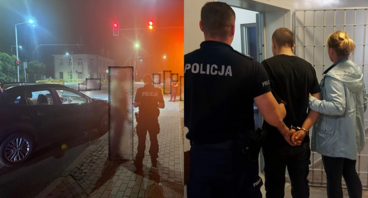 Na zdjęciu moment zatrzymania mężczyzny / Fot. KPP Sieradz 