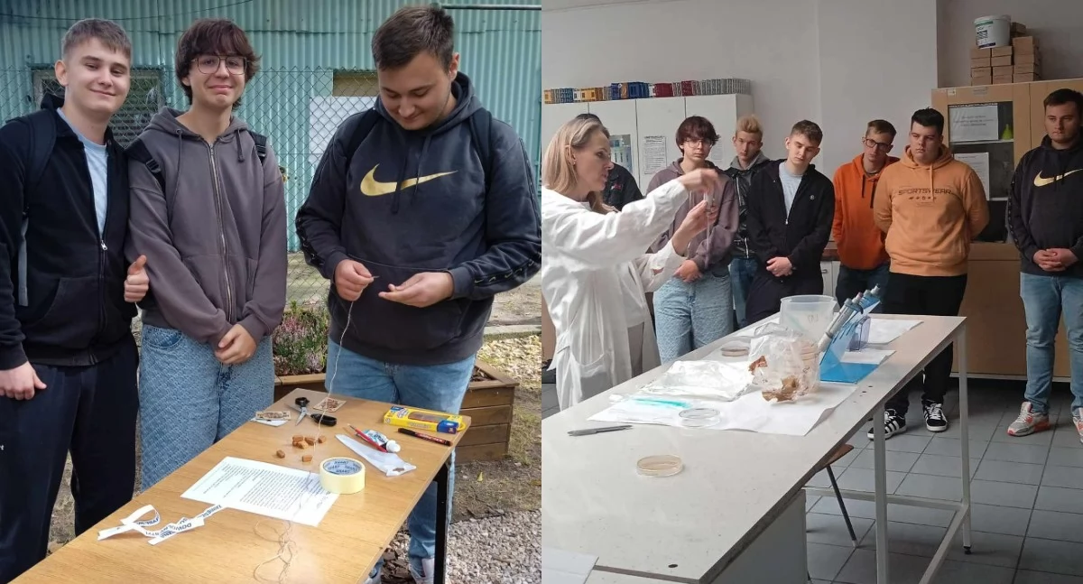 Na zdjęciu fragmenty warsztatów na Politechnice Częstochowskiej / Fot. Facebook / Zespół Szkół im. Marii Skłodowskiej - Curie w Działoszynie