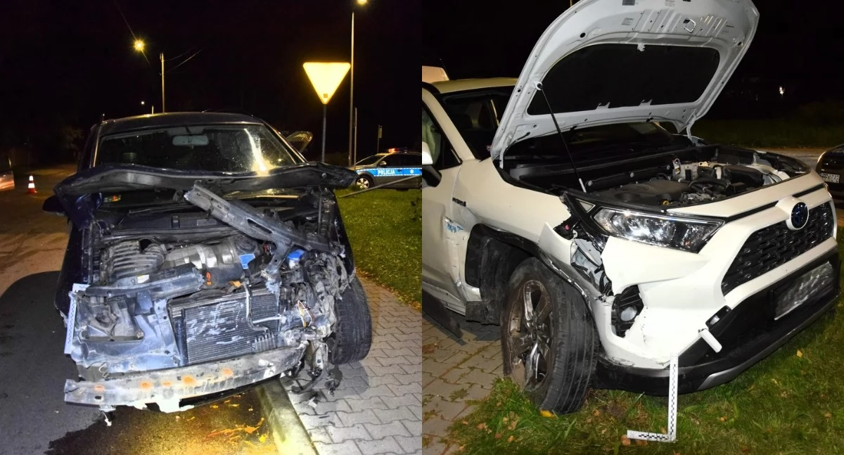 Na zdjęciu pojazdy, które uczestniczyły w wypadku / Fot. KPP Łask