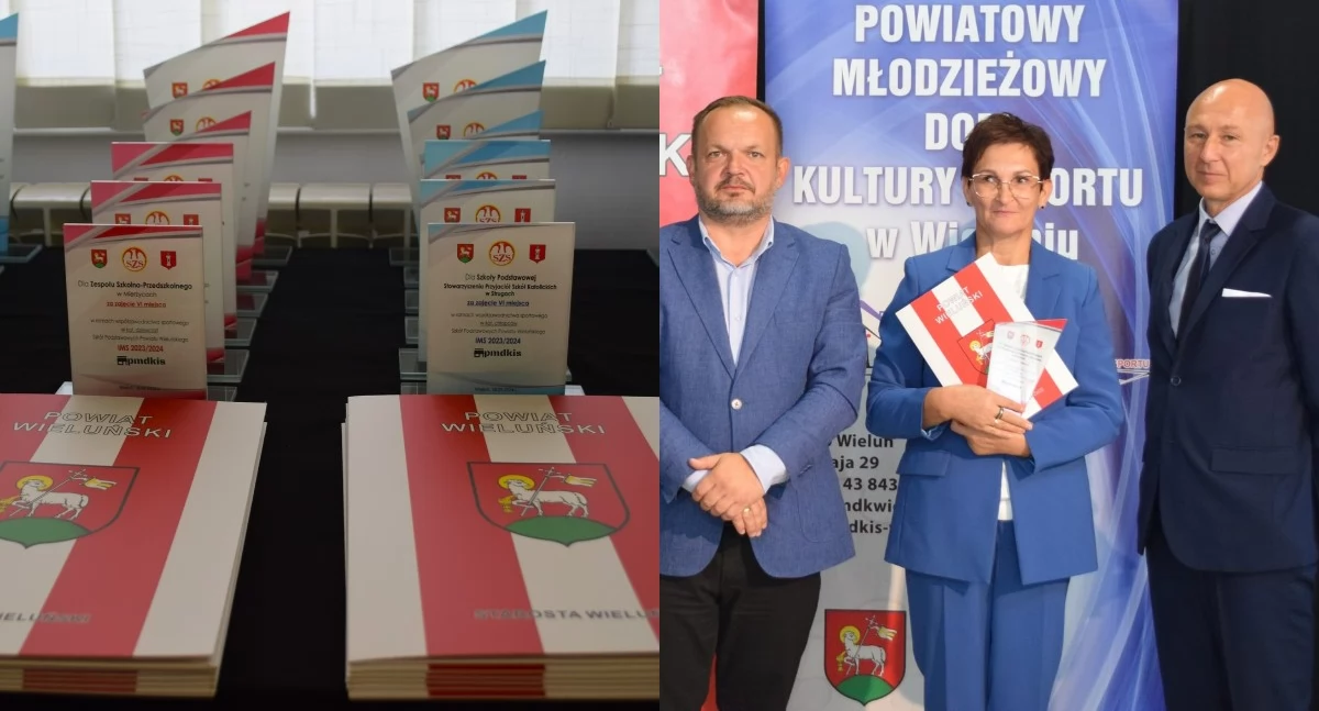 Na zdjęciu fragment uroczystości wręczenia nagród dla najlepszych placówek / Fot. Facebook / Powiat wieluński