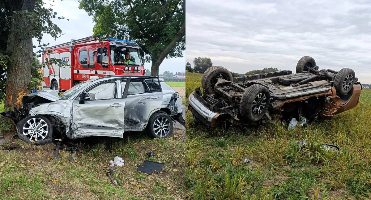 Na zdjęciu pojazdy, które uczestniczyły w wypadku / Fot. KPP Łask